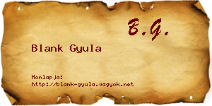 Blank Gyula névjegykártya
